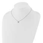 Sterling Shimmer Sterling Silver Rhodium-plated CZ 66 Stone 16 inch with 2 inch extender Pave Heart Necklace