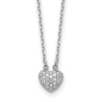 Sterling Shimmer Sterling Silver Rhodium-plated CZ 66 Stone 16 inch with 2 inch extender Pave Heart Necklace