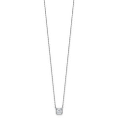 Sterling Shimmer Sterling Silver Rhodium-plated CZ 19 Stone 16 inch with 2 inch extender Square Necklace
