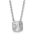 Sterling Shimmer Sterling Silver Rhodium-plated CZ 19 Stone 16 inch with 2 inch extender Square Necklace
