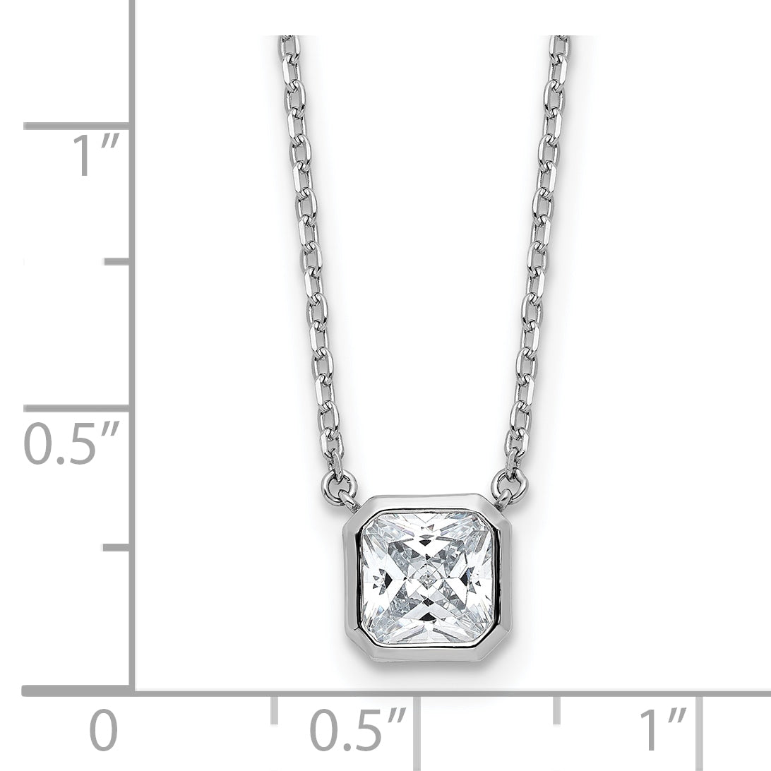 Sterling Shimmer Sterling Silver Rhodium-plated CZ 19 Stone 16 inch with 2 inch extender Square Necklace