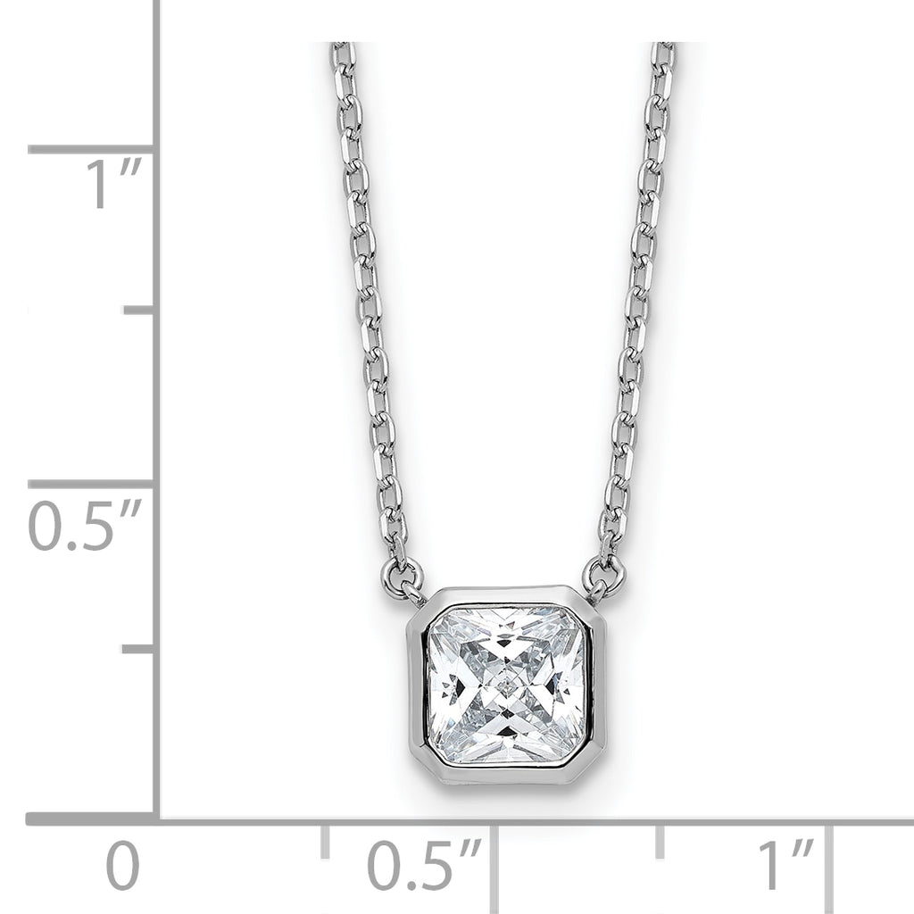 Sterling Shimmer Sterling Silver Rhodium-plated CZ 19 Stone 16 inch with 2 inch extender Square Necklace