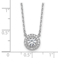 Sterling Shimmer Sterling Silver Rhodium-plated CZ 19 Stone 16 inch with 2 inch extender Round Necklace