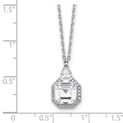 Sterling Shimmer Sterling Silver Rhodium-plated CZ 25 Stone 16 inch with 2 inch extender Teardrop Necklace