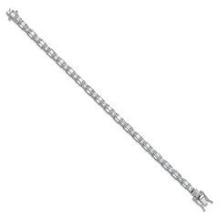 Sterling Shimmer Sterling Silver Rhodium-plated CZ 59 Stone 7.25 inch Bracelet
