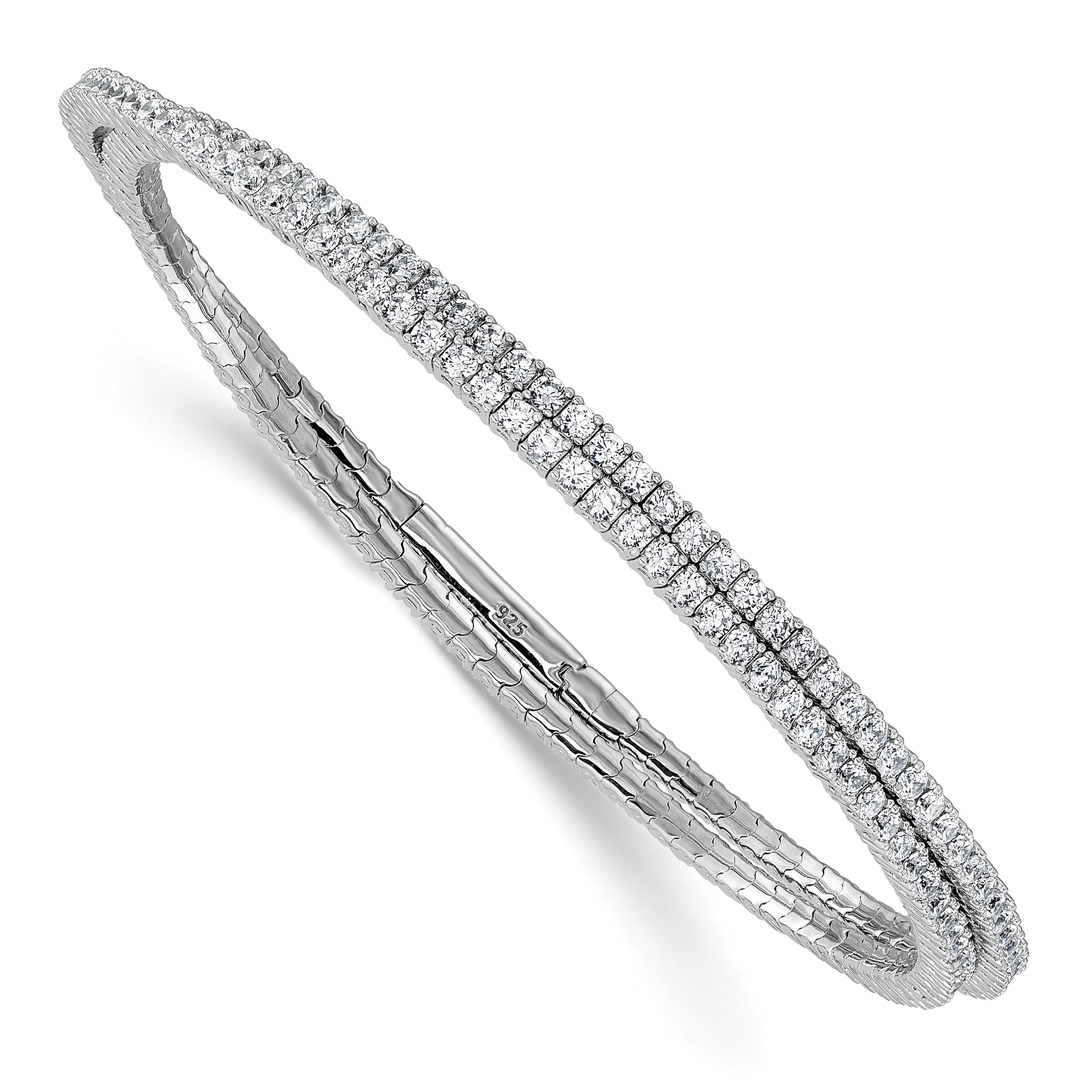 Sterling Shimmer Sterling Silver Rhodium-plated 1.75mm CZ 192 Stone Wrap Bracelet Main image
