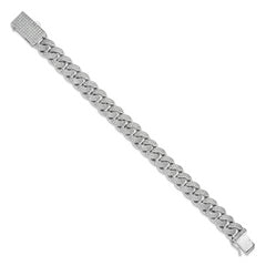 Sterling Silver Rhodium-plated CZ 8in Curb Bracelet