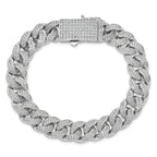 Sterling Silver Rhodium-plated CZ 8in Curb Bracelet