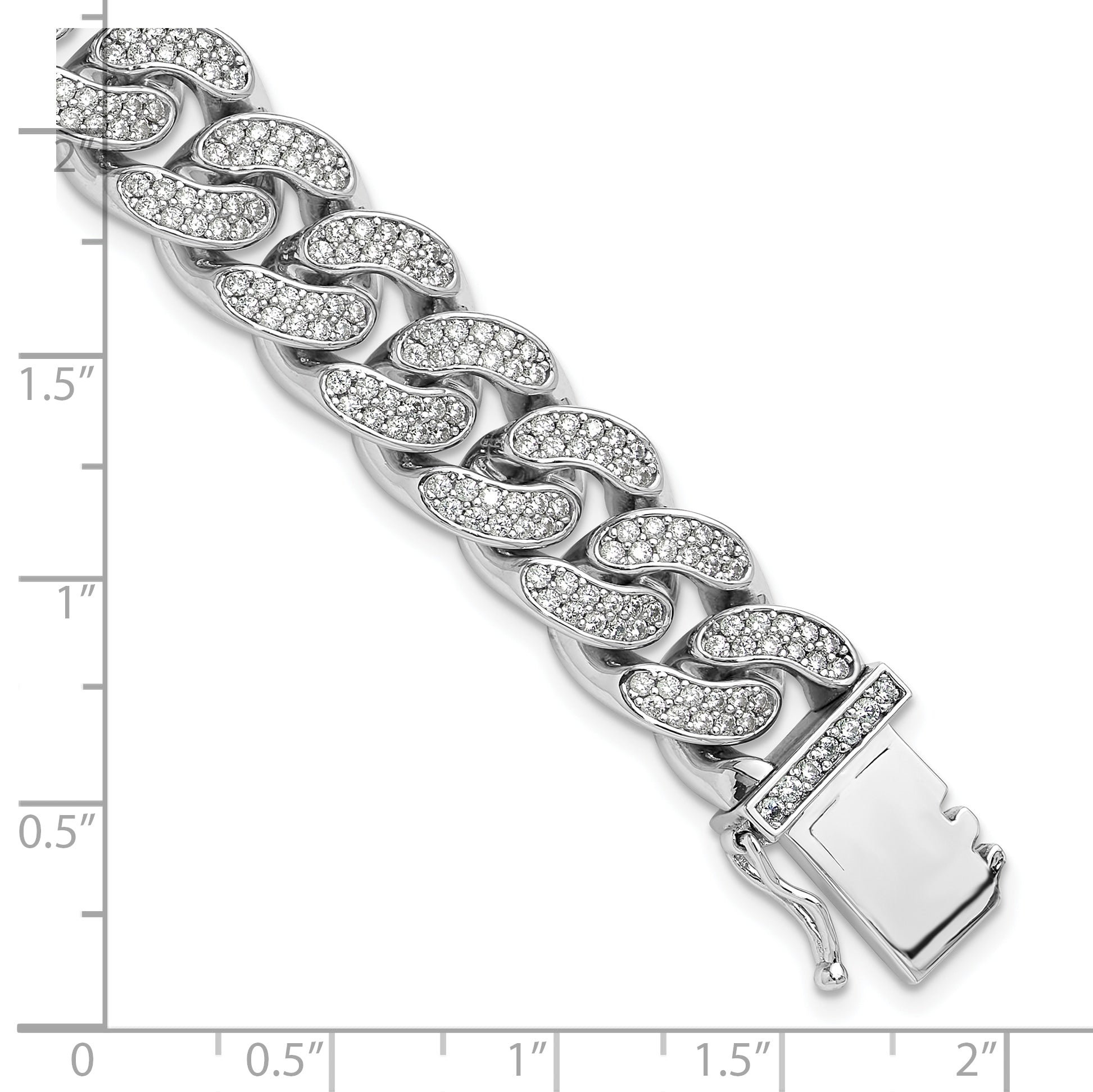 Sterling Silver Rhodium-plated CZ 8in Curb Bracelet