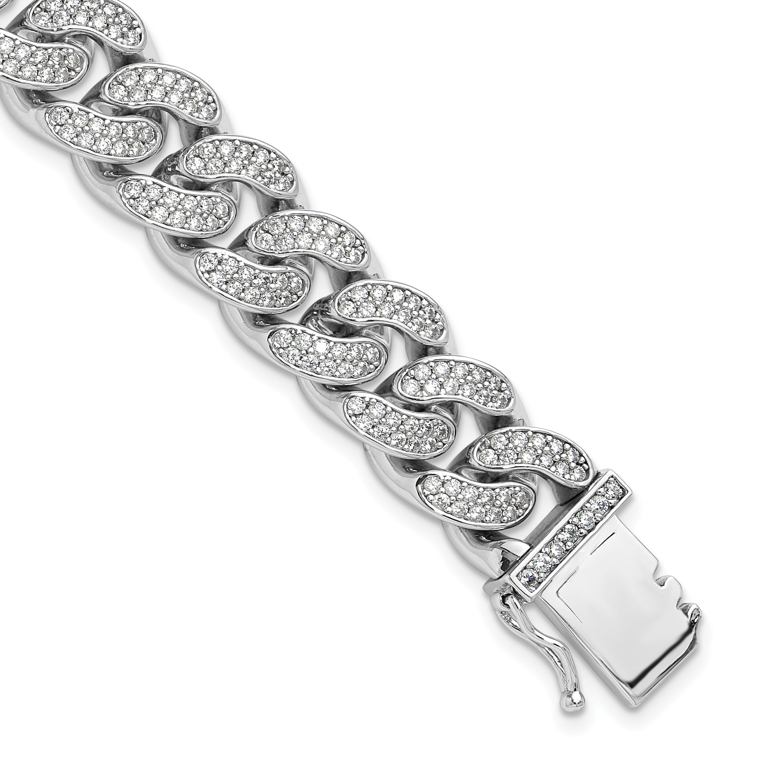 Sterling Silver Rhodium-plated CZ 8in Curb Bracelet