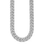 Sterling Shimmer Sterling Silver Rhodium-Plated Cubic Zirconi 1564 Stone Curb Link 22 inch Necklace