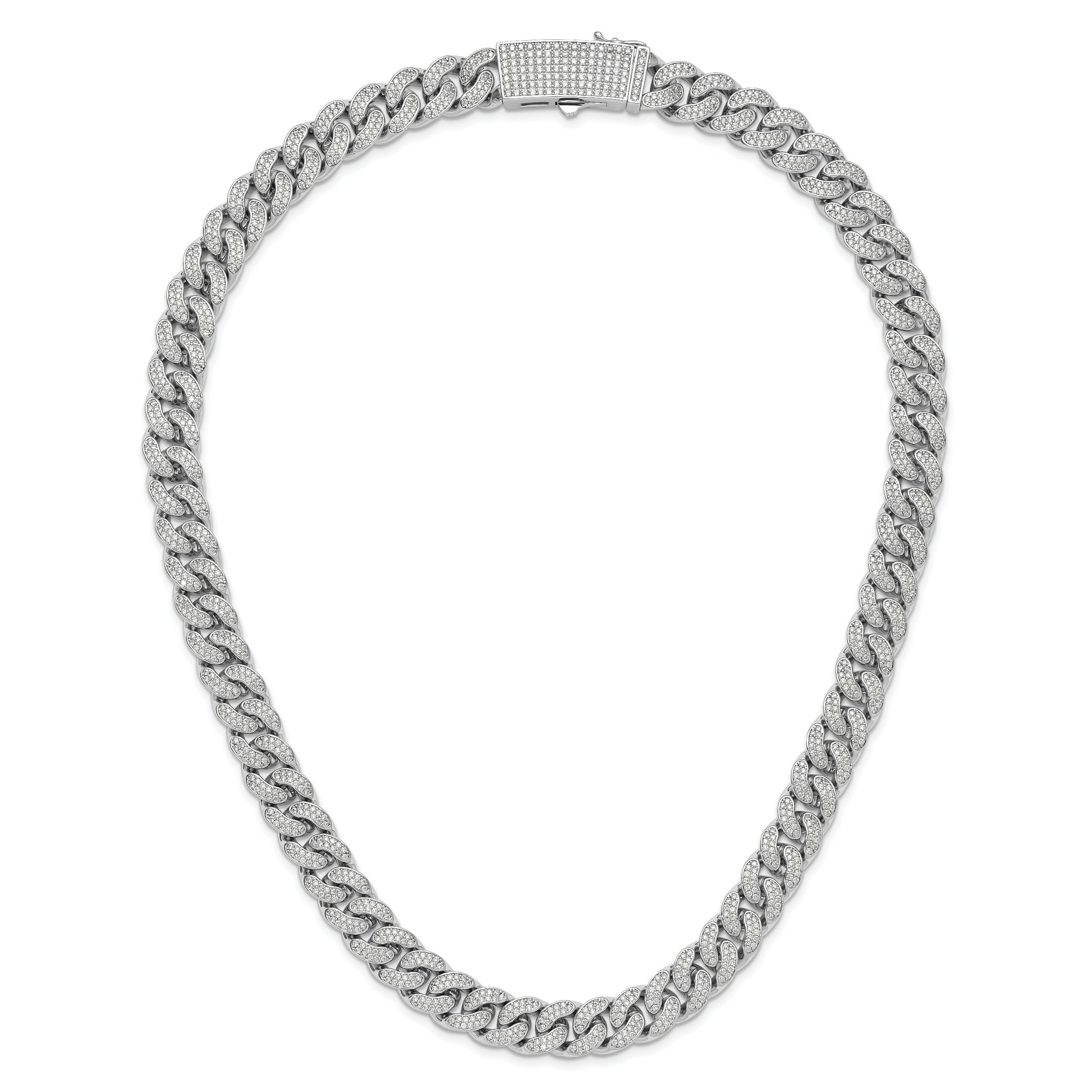 Sterling Shimmer Sterling Silver Rhodium-plated CZ 1564 Stone Curb Link 22 inch Necklace