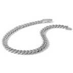 Sterling Shimmer Sterling Silver Rhodium-Plated Cubic Zirconi 1564 Stone Curb Link 22 inch Necklace