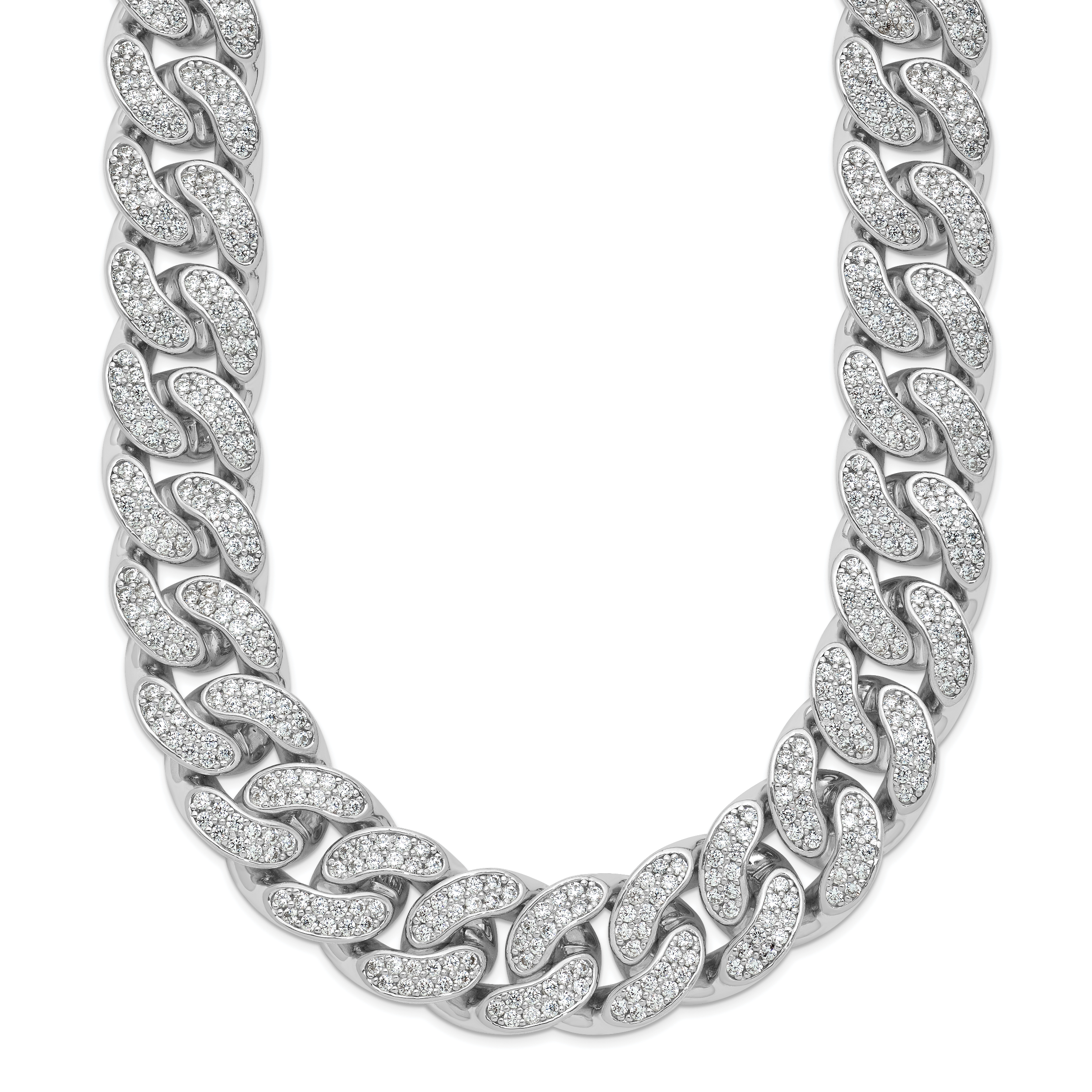Sterling Silver Rhodium-Plated Curb Chain Necklace 12mm Main image