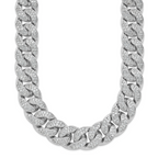 Sterling Shimmer Sterling Silver Rhodium-Plated Cubic Zirconi 1564 Stone Curb Link 22 inch Necklace