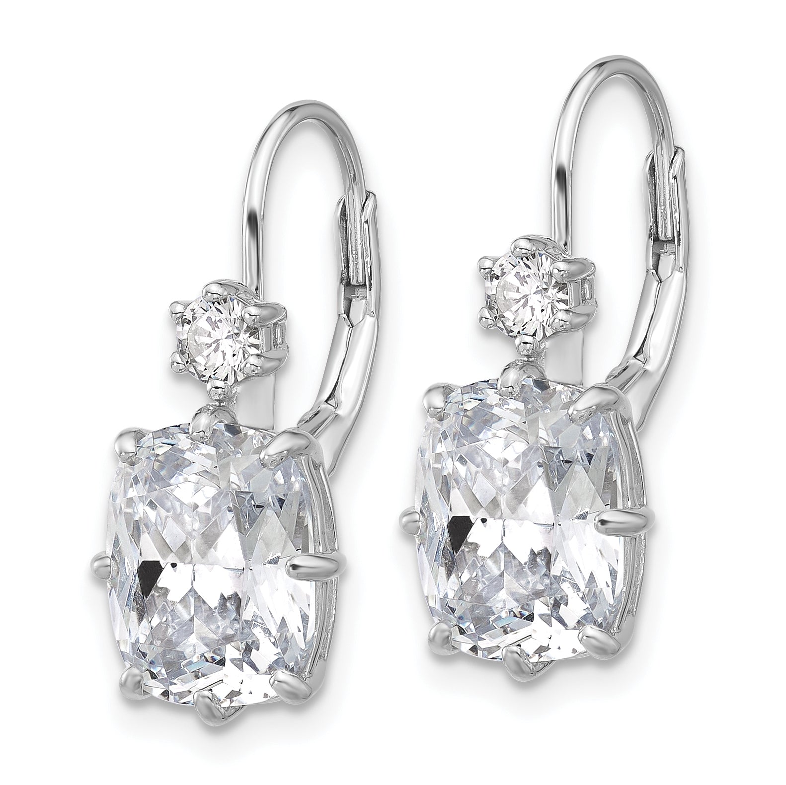 Sterling Shimmer Sterling Silver Rhodium-plated CZ 4 Stone Leverback Earrings Secondary image