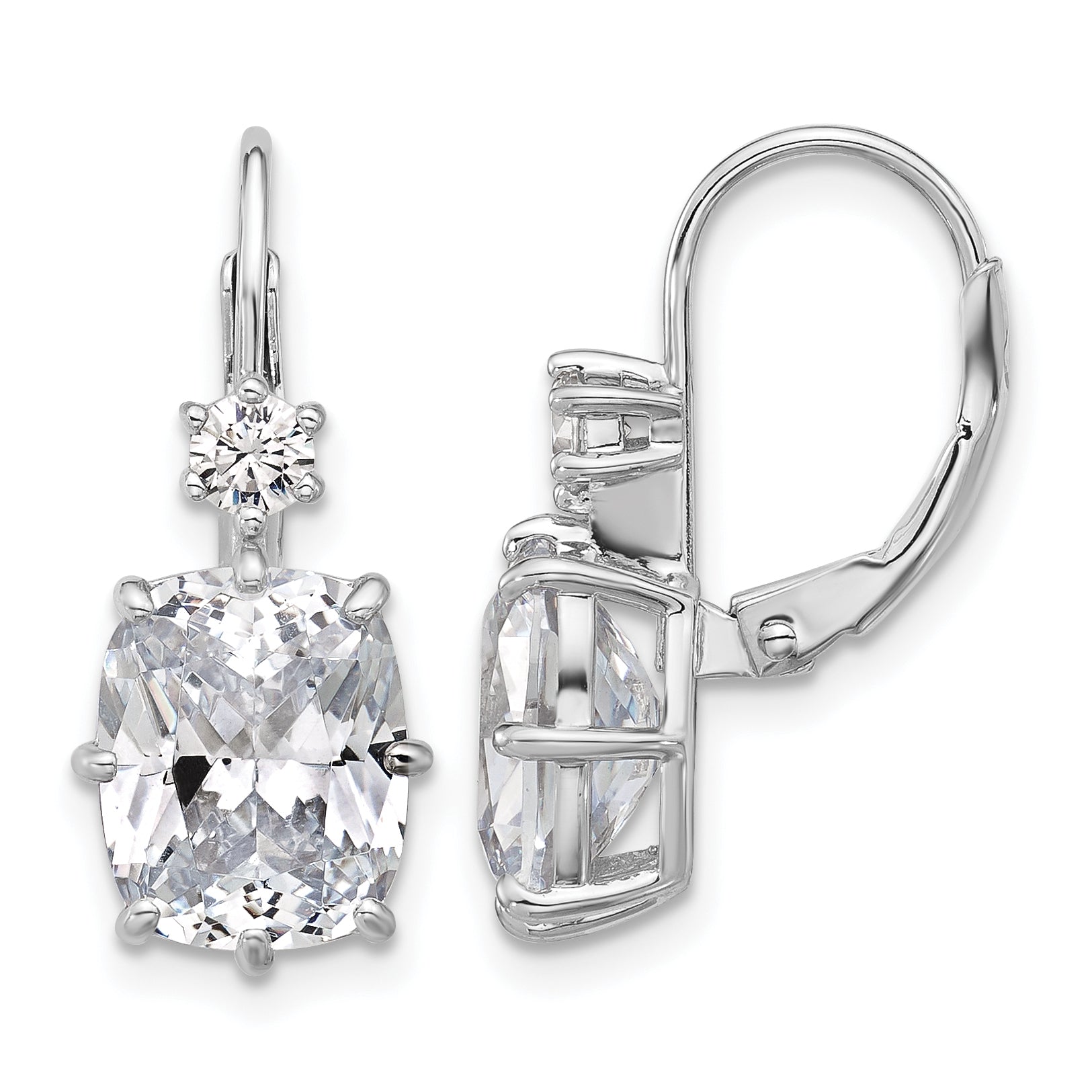 Sterling Shimmer Sterling Silver Rhodium-plated CZ 4 Stone Leverback Earrings Main image