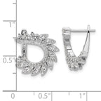 Sterling Shimmer Sterling Silver Rhodium-plated CZ 104 Stone Leaf Design Hinged Post Earrings