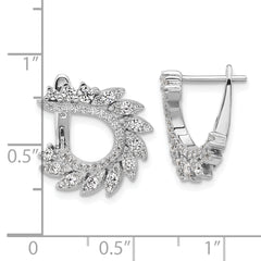 Sterling Shimmer Sterling Silver Rhodium-plated CZ 104 Stone Leaf Design Hinged Post Earrings