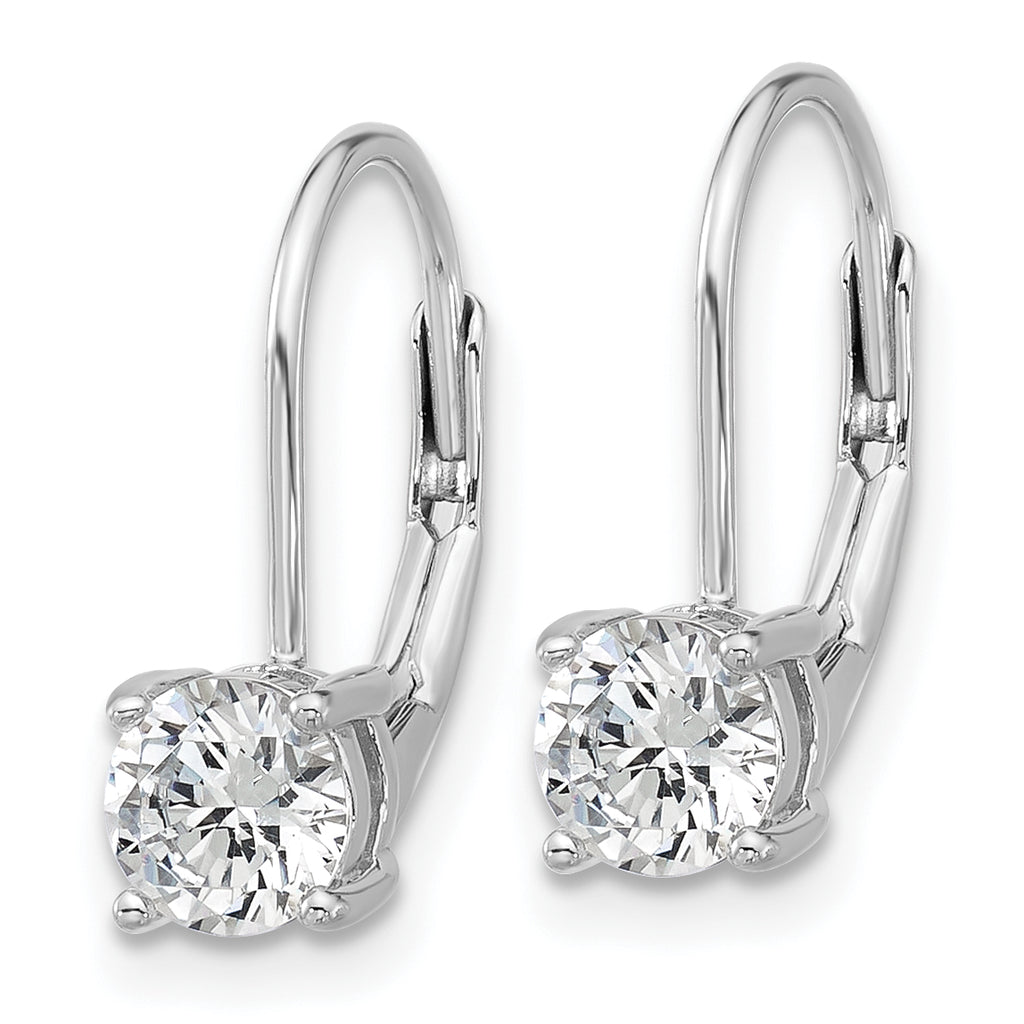 Sterling Shimmer Sterling Silver Rhodium-plated 5mm CZ 2 Stone Leverback Earrings
