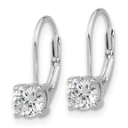 Sterling Shimmer Sterling Silver Rhodium-plated 5mm CZ 2 Stone Leverback Earrings