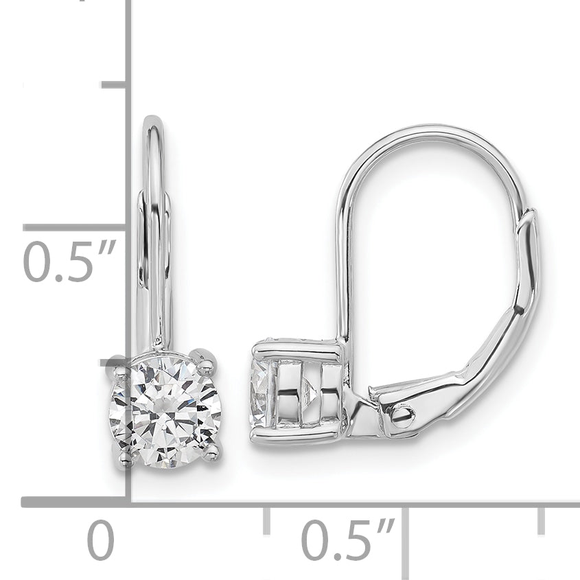 Sterling Shimmer Sterling Silver Rhodium-plated 5mm CZ 2 Stone Leverback Earrings