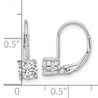 Sterling Shimmer Sterling Silver Rhodium-plated 5mm CZ 2 Stone Leverback Earrings