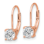 Sterling Shimmer Sterling Silver Rose-tone Flash Rose-gold Plated 5mm CZ 2 Stone Leverback Earrings