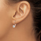 Sterling Shimmer Sterling Silver Rose-tone Flash Rose-gold Plated 5mm CZ 2 Stone Leverback Earrings