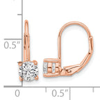 Sterling Shimmer Sterling Silver Rose-tone Flash Rose-gold Plated 5mm CZ 2 Stone Leverback Earrings