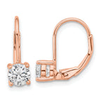 Sterling Shimmer Sterling Silver Rose-tone Flash Rose-gold Plated 5mm CZ 2 Stone Leverback Earrings