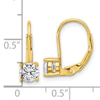 Sterling Shimmer Sterling Silver Gold-tone Flash-gold Plated 5mm CZ 2 Stone Leverback Earrings