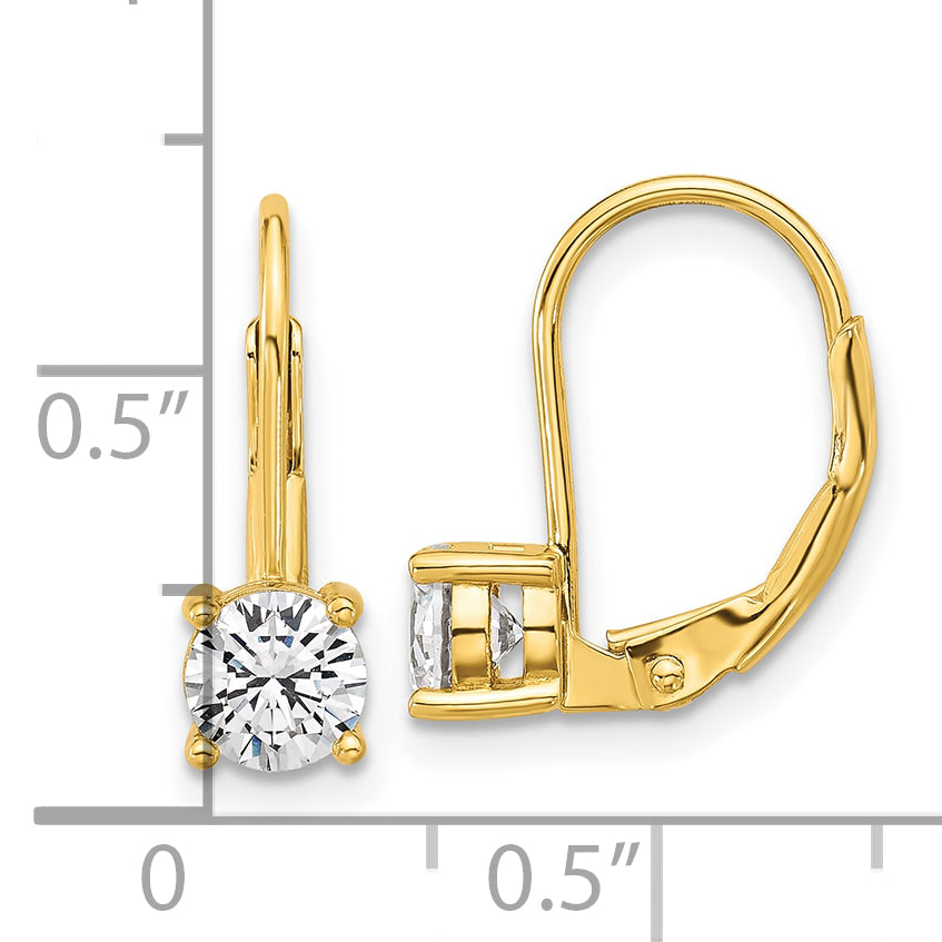 Sterling Shimmer Sterling Silver Gold-tone Flash-gold Plated 5mm CZ 2 Stone Leverback Earrings