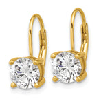 Sterling Shimmer Sterling Silver Gold-tone Flash-gold Plated 7mm CZ 2 Stone Leverback Earrings
