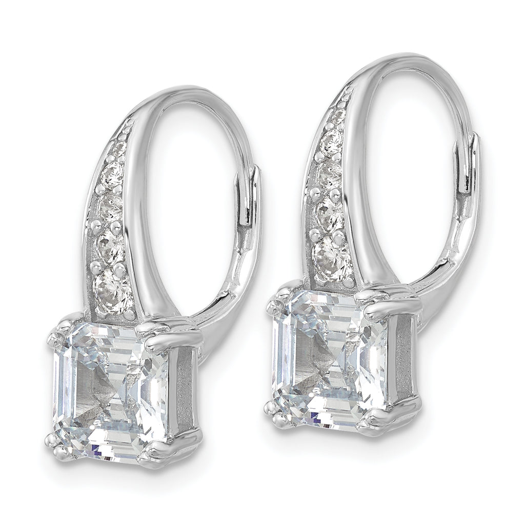 Sterling Shimmer Sterling Silver Rhodium-plated CZ 12 Stone Leverback Earrings