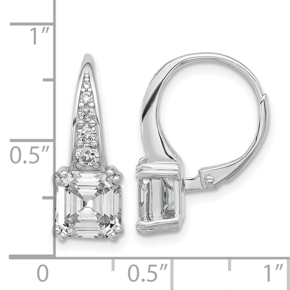 Sterling Shimmer Sterling Silver Rhodium-plated CZ 12 Stone Leverback Earrings