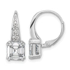 Sterling Shimmer Sterling Silver Rhodium-plated CZ 12 Stone Leverback Earrings