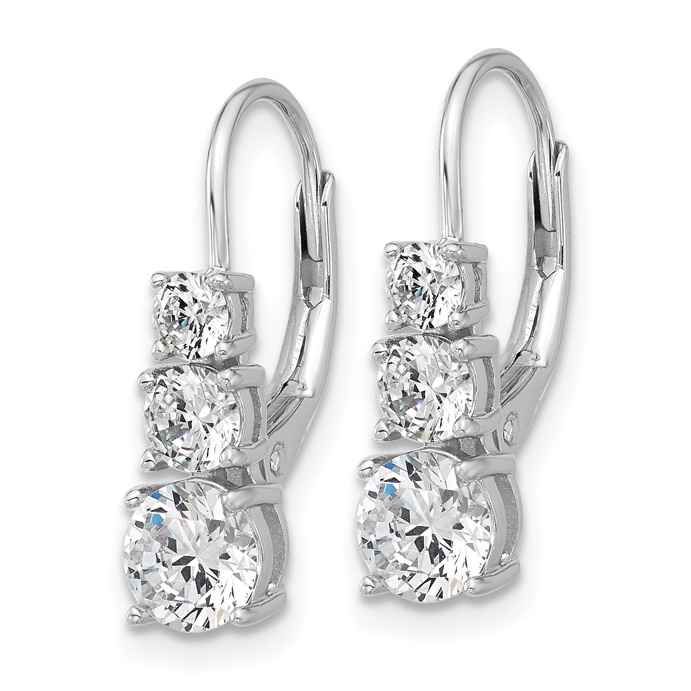 Sterling Shimmer Sterling Silver Rhodium-plated CZ 6 Stone Leverback Earrings Secondary image