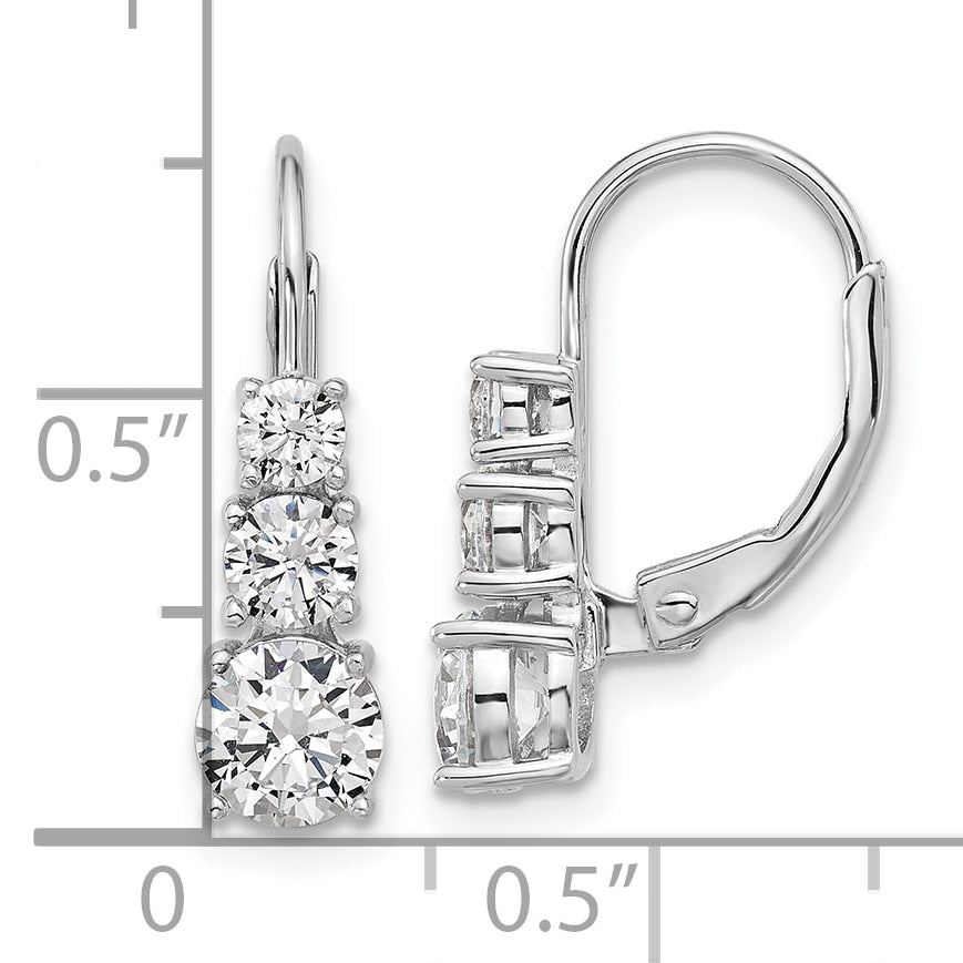 Sterling Shimmer Sterling Silver Rhodium-plated CZ 6 Stone Leverback Earrings