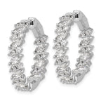 Sterling Shimmer Sterling Silver Rhodium-plated CZ 54 Stone In and Out Hinged Hoop Earrings