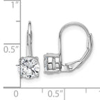 Sterling Shimmer Sterling Silver Rhodium-plated 6mm CZ 2 Stone Leverback Earrings