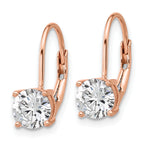 Sterling Shimmer Sterling Silver Rose-tone Flash Rose-gold Plated 6mm CZ 2 Stone Leverback Earrings