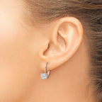 Sterling Shimmer Sterling Silver Rose-tone Flash Rose-gold Plated 6mm CZ 2 Stone Leverback Earrings