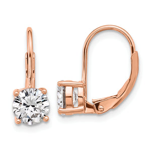 Cubic Zirconia Two-Stone Leverback Earrings in Rose Gold-Plated Sterling Silver, 6mm - Sophia Jewelers