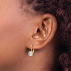 Sterling Shimmer Sterling Silver Gold-tone Flash-gold Plated 6mm CZ 2 Stone Leverback Earrings