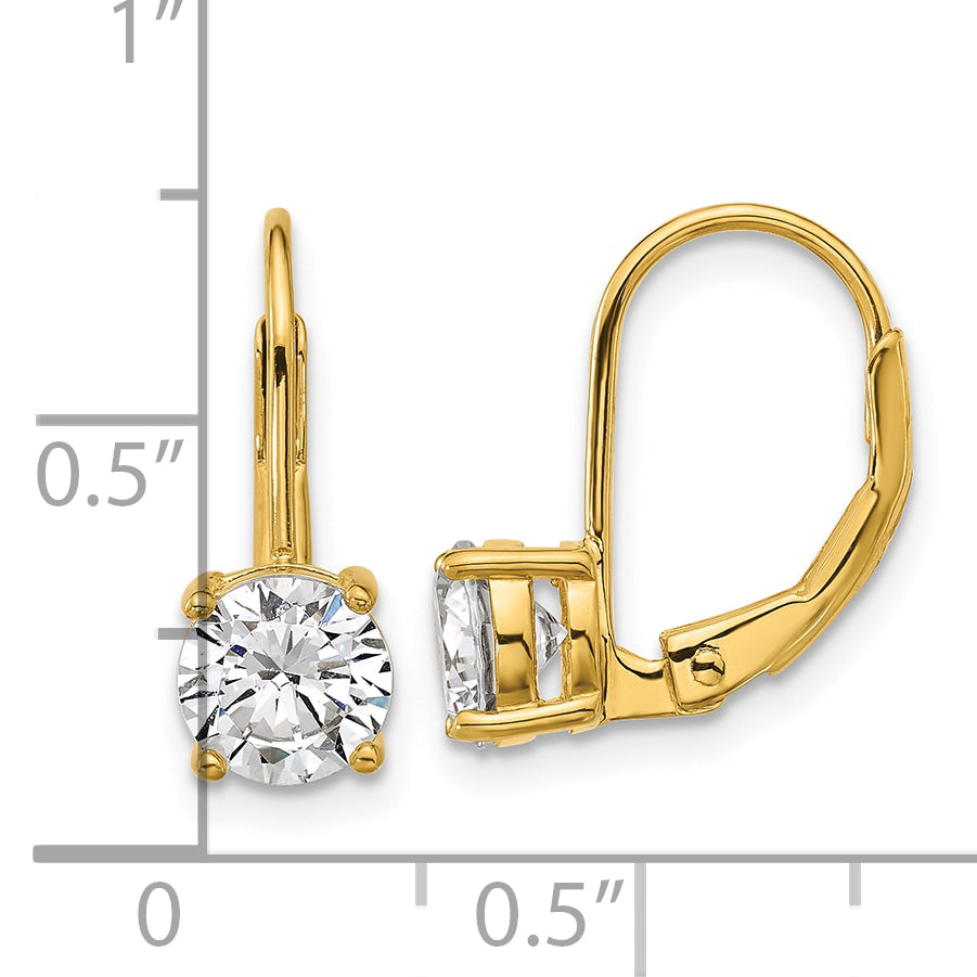 Sterling Shimmer Sterling Silver Gold-tone Flash-gold Plated 6mm CZ 2 Stone Leverback Earrings