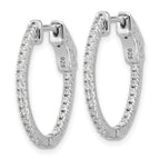 Sterling Shimmer Sterling Silver Rhodium-plated 1.3mm CZ 48 Stone Oval In and Out Hinged Oval Hoop Earrings