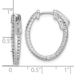 Sterling Shimmer Sterling Silver Rhodium-plated 1.3mm CZ 48 Stone Oval In and Out Hinged Oval Hoop Earrings