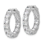 Sterling Shimmer Sterling Silver Rhodium-plated 4mm CZ 22 Stone In and Out Hinged Hoop Earrings