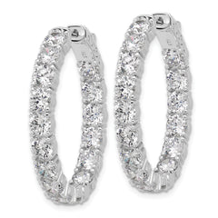 Sterling Shimmer Sterling Silver Rhodium-plated  4.25mm CZ 32 Stone Oval In and Out Hinged Hoop Earrings